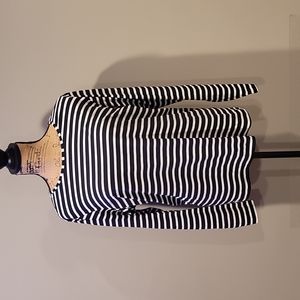 Women's Plus Land's End Black and White Striped UPF 50 Sun Shirt - 1X 16/18 NWOT
